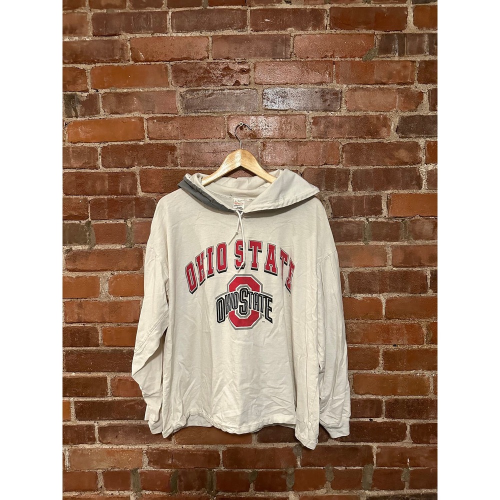 Vintage Ohio State football long sleeve shirt with helmet buckeye hood